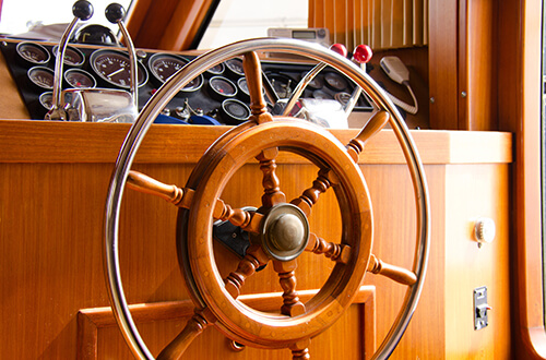 teak boat helm